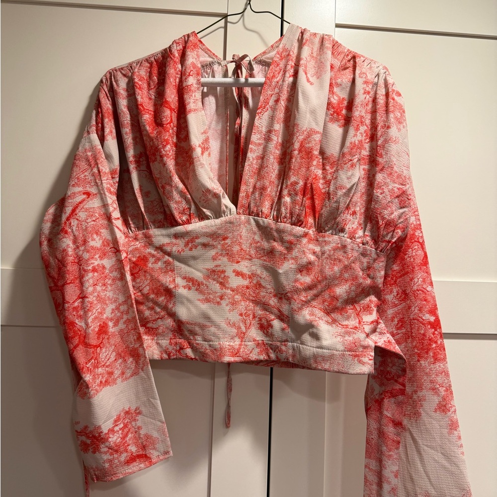 Dior inspired Floral Women's Top hot pink and white